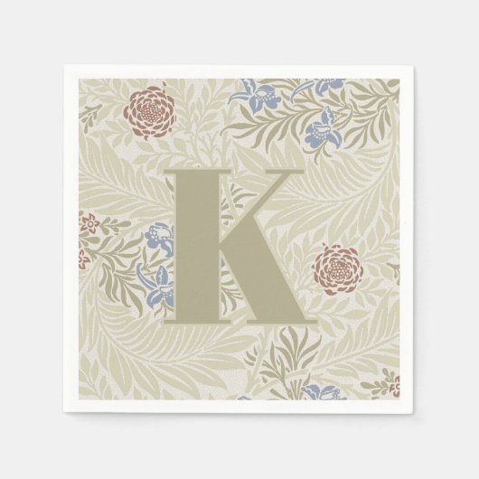 ウィリアム・モリスLtブルー&ラストラークスパーパターン スタンダードカクテルナプキン (正面)