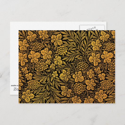 ウィリアム・モリ人気があるス・パターン、金色フローラ ポストカード (正面/裏面)