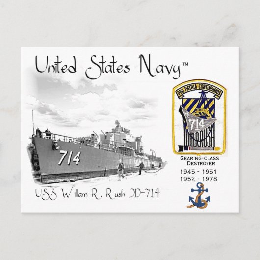 ウィリアム・R・ラッシュ USS DD-714 駆逐艦 ポストカード (正面)