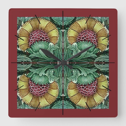 ウィリアムDeモーガンVictorianの時計 スクエア壁時計 (正面)