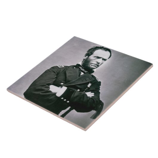 ウィリアムT.シャーマン(1820-91年)大将(b/wの写真) タイル (側面)