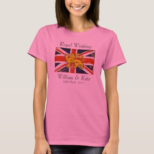 ウィリア王室のム&ケ結婚ートのTシャツ（ピンク） Tシャツ (正面)