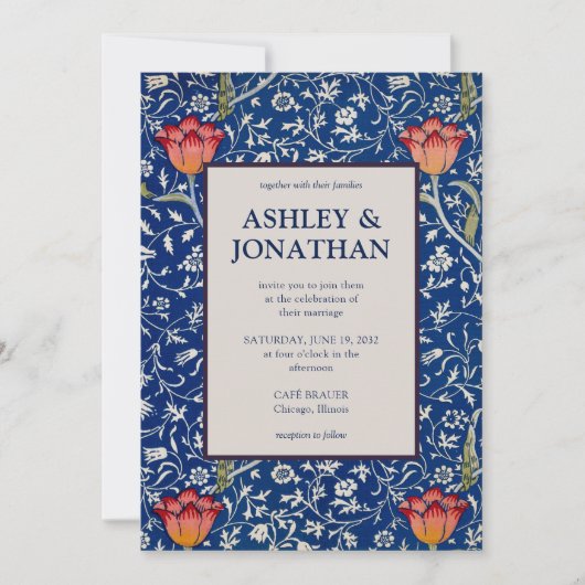 ウィリエレガントム・モリス・ウィロー・パタ結婚ーン 招待状 (正面)