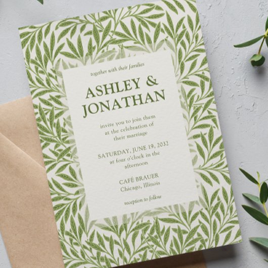 ウィリエレガントム・モリス・ウィロー・パタ結婚ーン 招待状