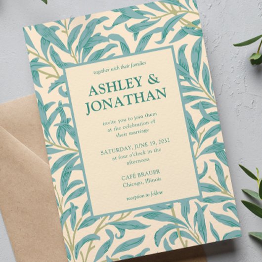 ウィリエレガントム・モリス・ウィロー・パタ結婚ーン 招待状