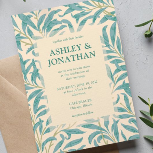 ウィリエレガントム・モリス・ウィロー・パタ結婚ーン 招待状