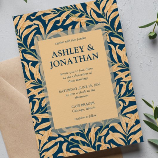 ウィリエレガントム・モリス・ウィロー・パタ結婚ーン 招待状