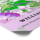 ウィリモダンムモリスパープルグリーン葉フローラ ポスター (角)