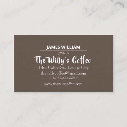 ウィリーのコーヒーショップの名刺 名刺 (裏面)