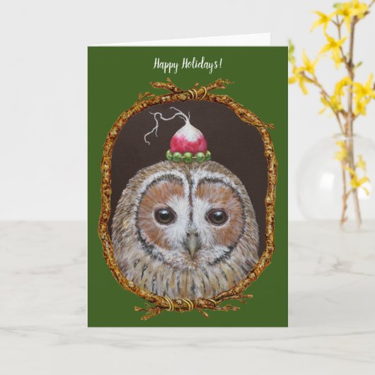 ウィリーの茶色フクロウのカード カード (黄色い花)