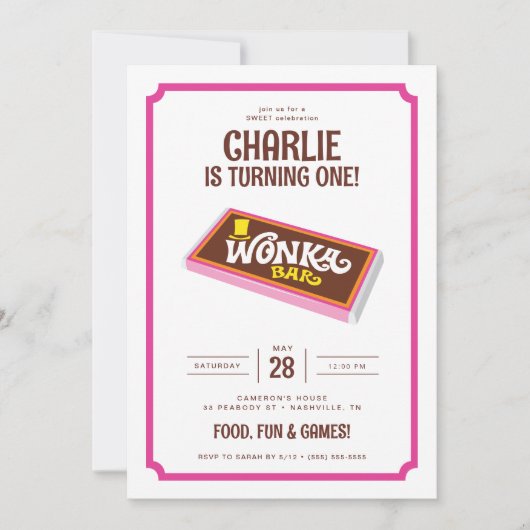 ウィリーウォンカ&チョコレートファクトリー誕生日 招待状 (正面)