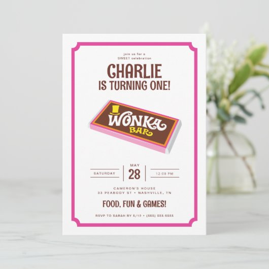 ウィリーウォンカ&チョコレートファクトリー誕生日 招待状 (スタンド正面)