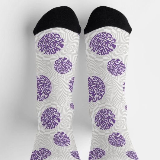 ウィリー・ウォンカのロゴサイケデリック・グラフィック・ソックス ソックス (上部)