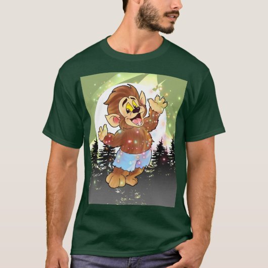 ウィリー・ザ・ウルフ・オン・ライト・グリーン Tシャツ (正面)