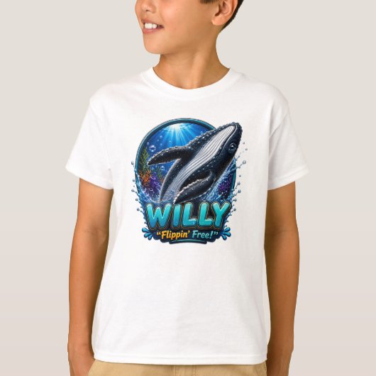 ウィリー・ホエール – フリフリ自由派。面白い Tシャツ (正面)