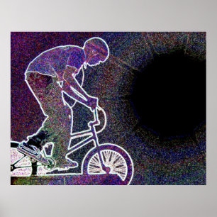 ウィリーBMXザエ白熱［赤熱］光を放つッジ ポスター