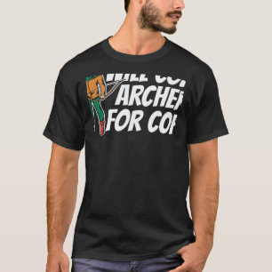 ウィルのコーチアーチェリーのためのコーヒー弓矢の射手アーチ Tシャツ