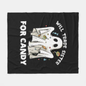 ウィルの妹キャンディかわいいハロウィーンの幽霊 フリースブランケット (正面(横))