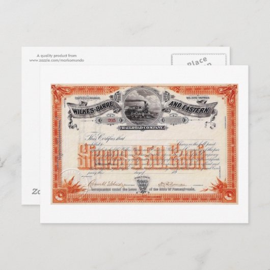 ウィルクスバーレ&イースタン鉄道株ヴィンテージ ポストカード (正面/裏面)