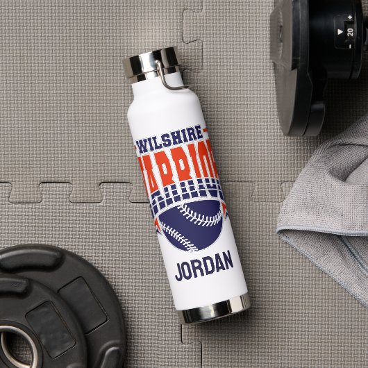 ウィルシャー戦士ネイビー野球のロゴ ウォーターボトル (ジム)