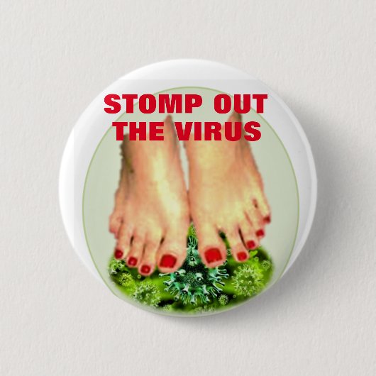 ウィルスボタンを押し出す 缶バッジ (正面)