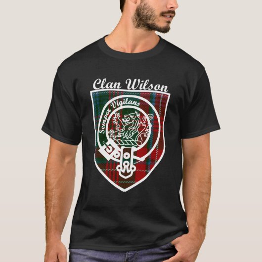 ウィルソン姓スコットランドのクランTan Badge C Tシャツ (正面)