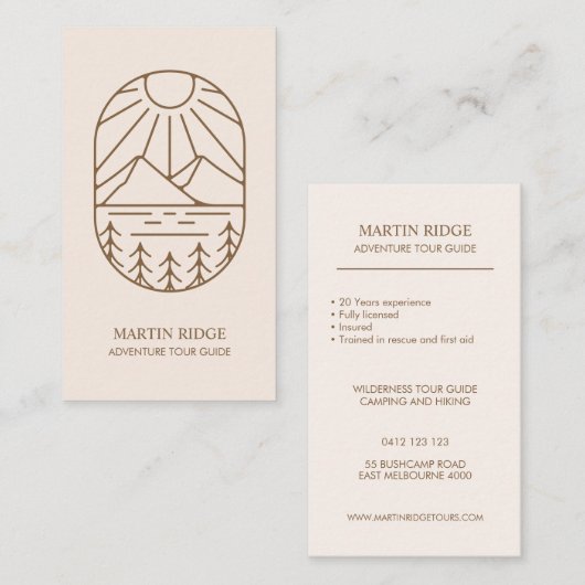 ウィルダネスアドベンチャーツアーガイドキャンピングサバイバル 名刺 (正面/裏面)