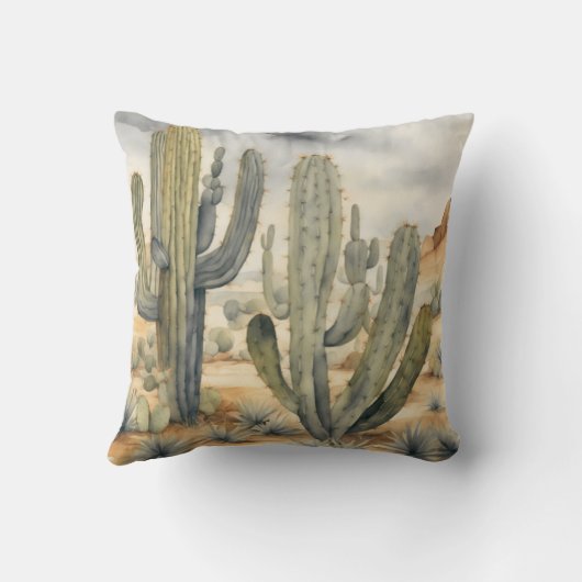 ウィルダネスウォーターカラーサボスモハベ砂漠 クッション (裏面)