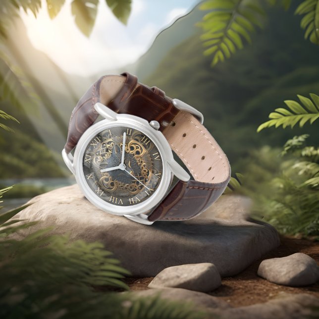 ウィルダネスウォールアートハウリングウルフと3D顔デコ 腕時計 (クリエイターアップロード済み)