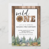 ウィルダネスウッドランドワイルドワンボーイの誕生日 招待状 (正面)