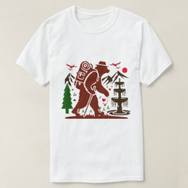 ウィルダネスハイキングベアーエクスプローラーアートプリント Tシャツ
