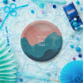 ウィルダネスパーソナライズされたピンクティール（緑がかった色）ブルー誕生日 ペーパープレート (パーティー)