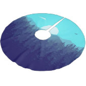 ウィルダネスフォレストサンライズヴィンテージイラストレーション ブラッシュドポリエステルツリースカート (アングル)