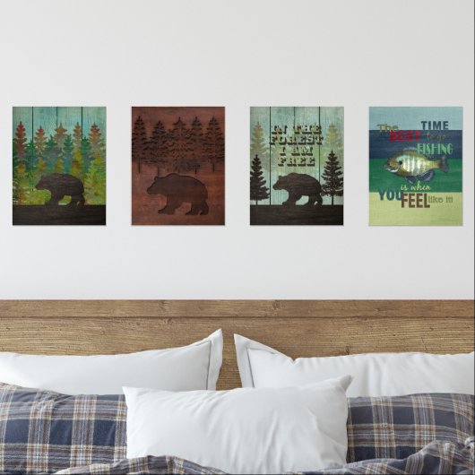 ウィルダネスベアと魚釣りアウトドア愛好家 (寝室)