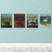 ウィルダネスベアと魚釣りアウトドア愛好家 (ウッドフロア)