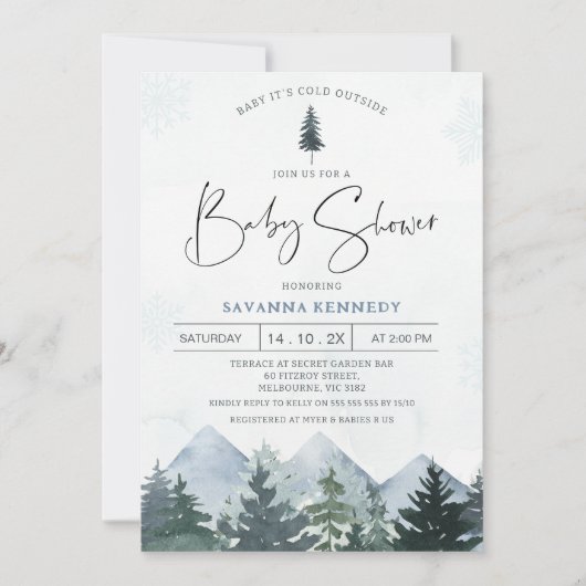 ウィルダネスベビー外の赤ちゃんシャワーが冷たい 招待状 (正面)