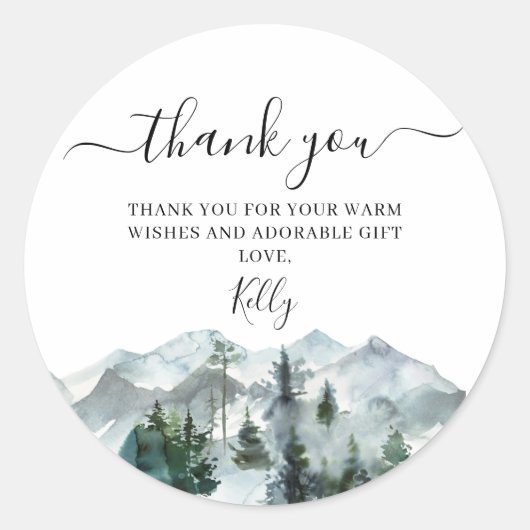 ウィルダネス赤ちゃんシャワーありがとうステッカー ラウンドシール (正面)