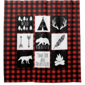 ウィルダネ素朴ス&アニマルバッファローチェックのプレイド シャワーカーテン (正面)