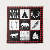 ウィルダネ素朴ス&アニマルバッファローチェックのプレイド タペストリー (正面)