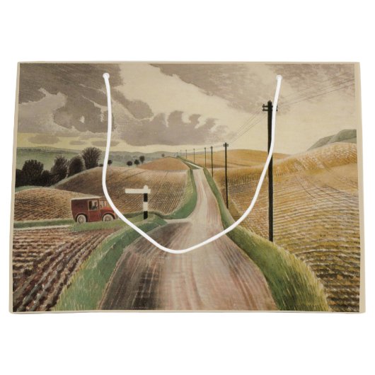 ウィルトシャーの風景(Eric Ravilious) ラージペーパーバッグ (正面)