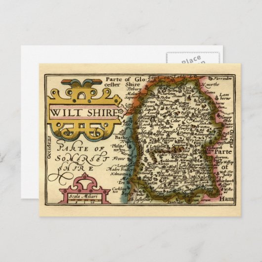 ウィルトシャー郡イングランド古古古古古古古美術館地図 ポストカード (正面/裏面)
