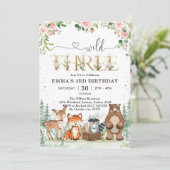 ウィルドスリーの森の動物パーティー 3歳の誕生日 招待状 (スタンド正面)