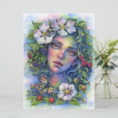 ウィルドベリー開花妖精小妖精や小人ファンタジーガーデンアートカード (スタンド正面)