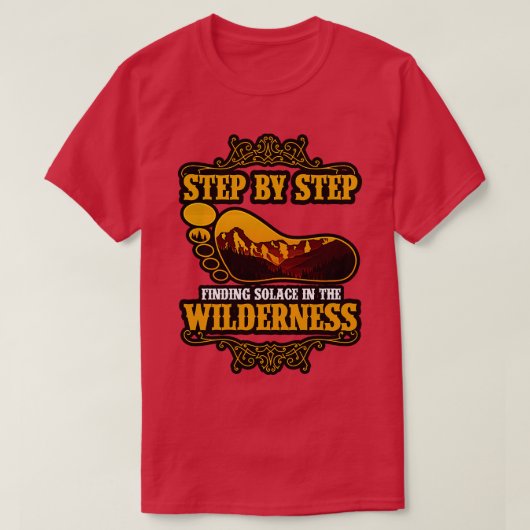 ウィルドレンで足踏みするハイキング Tシャツ (デザイン正面)