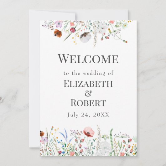 ウィルフカラフルァー牧草地の結婚ウェルカムボード 招待状 (正面)