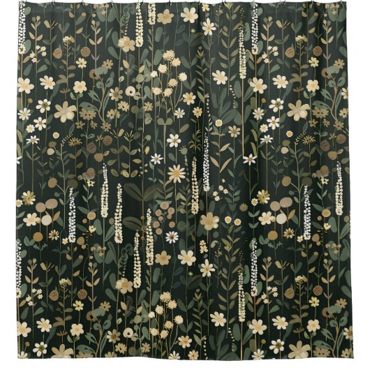 ウィルヘルミナダークデイジーフローラ シャワーカーテン (正面)