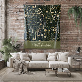 ウィルヘルミナダークデイジーフローラ フリースブランケット