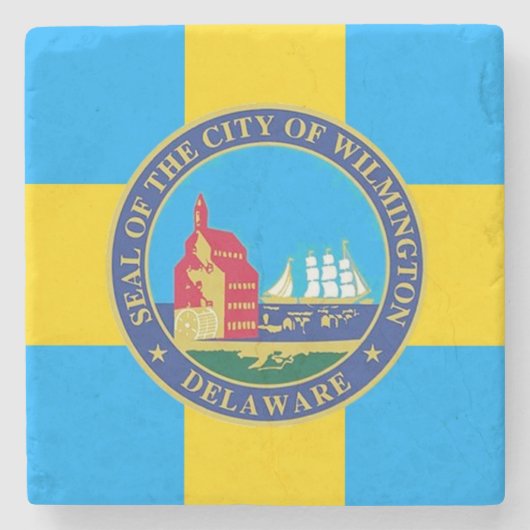 ウィルミントン市旗，デラウェア州 ストーンコースター (正面)