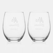 ウィルモア デザイン ワイン グラス ペア - Mr & Mrs (裏面)