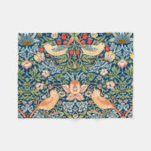 ウィルラムモリスのイチゴ泥棒、ヴィンテージ鳥 フリースブランケット (正面(横))